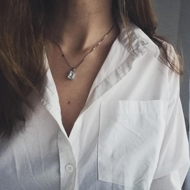 Silver Rectangle Necklace - Silver Necklace Women - Women’s Necklace Necklace Brother & Sisters